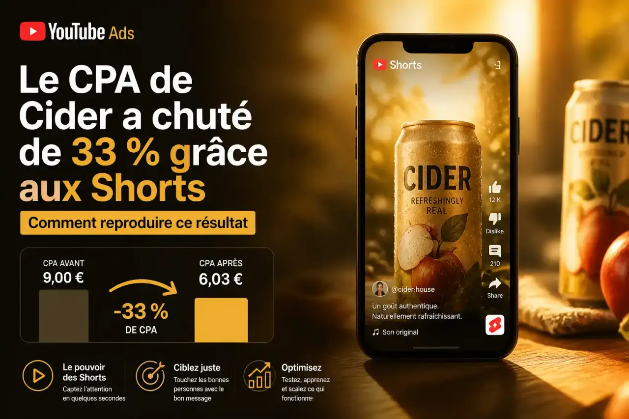 YouTube Ads : le CPA de Cider a chuté de 33 % grâce aux Shorts, comment reproduire ce résultat