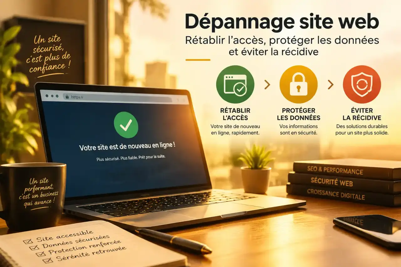Dépannage site web : rétablir l’accès, protéger les données et éviter la récidive