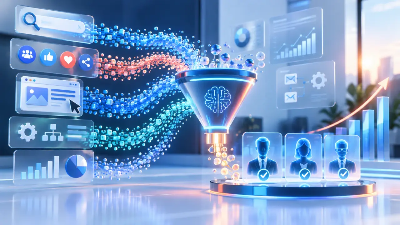 Flux de données convergeant vers des leads qualifiés
